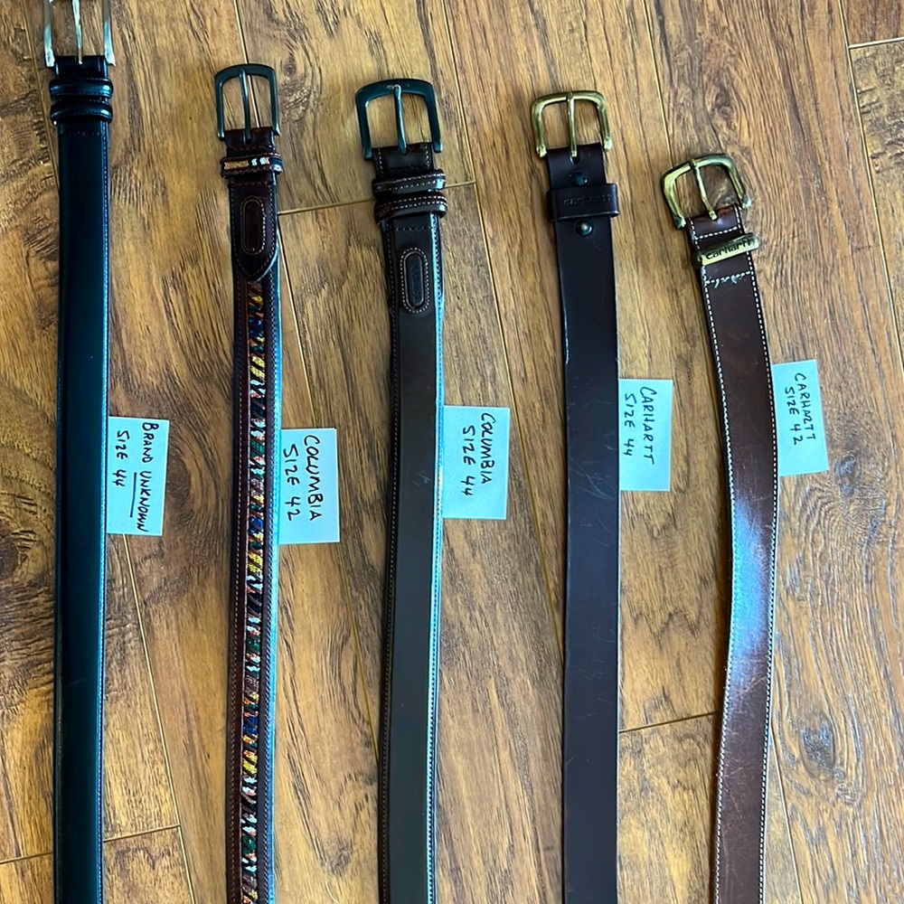 Mens belt Grab Bag of 5 belts. Sizes 42 and 44